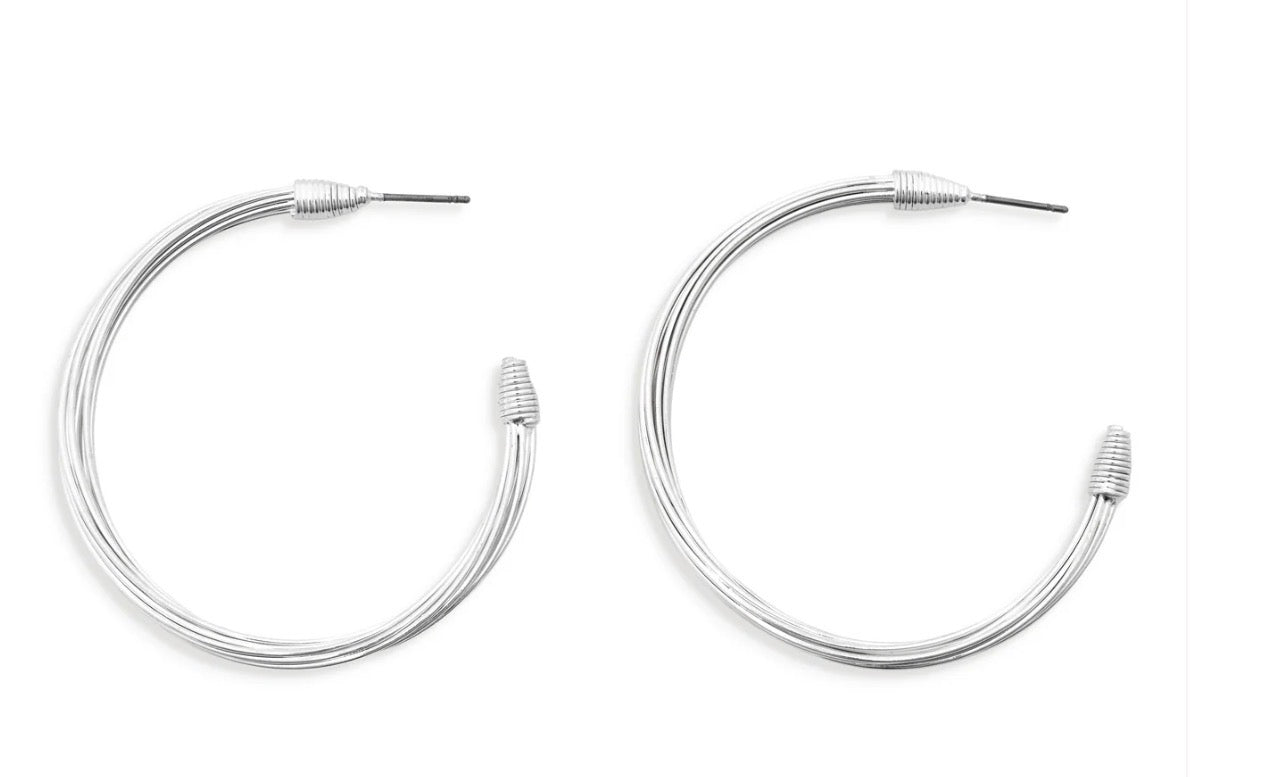 Leslie Curtis Nina Earrings Silver Layred Wire Hoop