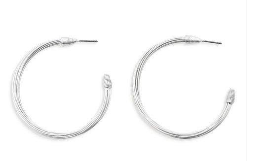 Leslie Curtis Nina Earrings Silver Layred Wire Hoop