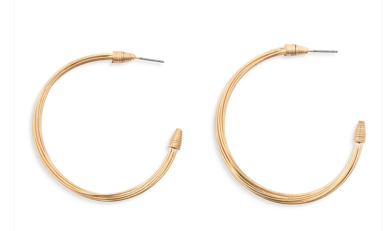 Leslie Curtis Nina Earrings- Gold Layered Wire Hoop