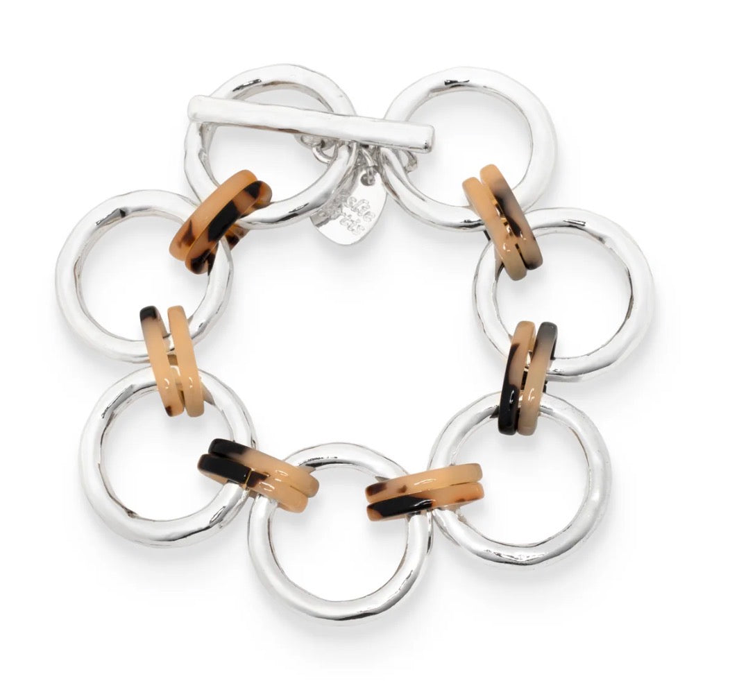 Leslie Curtis Simone Silver Bracelet with Tortoise Link Accents