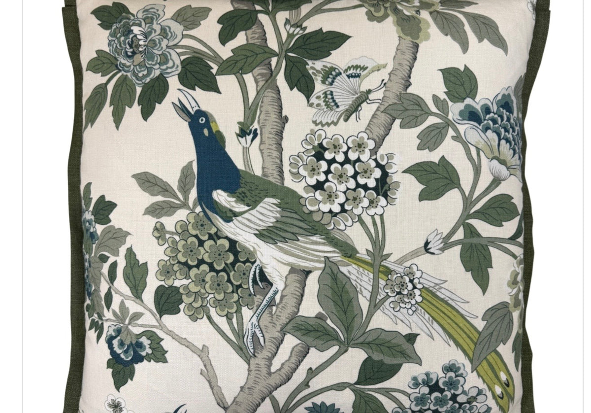 Hydrangea Bird Green Pillow