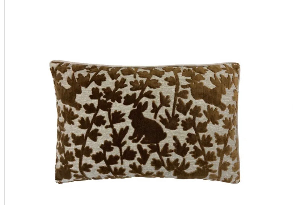 Luv Bunny Cognac Throw Pillow 14x21
