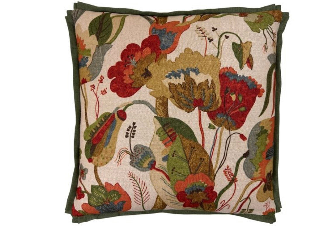 California Linen Red/Cream Throw Pillow 22 Inch