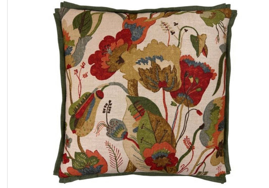 California Linen Red/Cream Throw Pillow 22 Inch