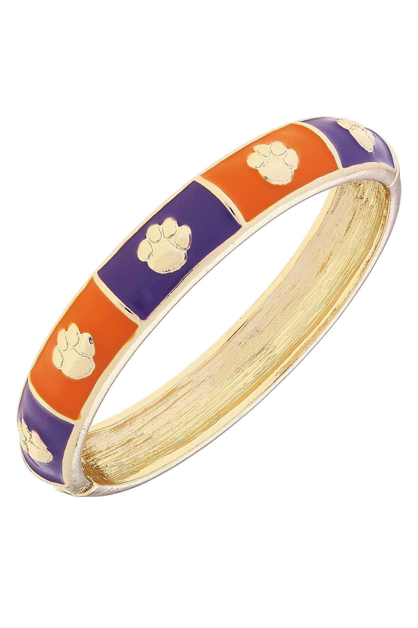 Clemson Tigers Sculpted Enamel Checkered Hinge Bangle: Orange