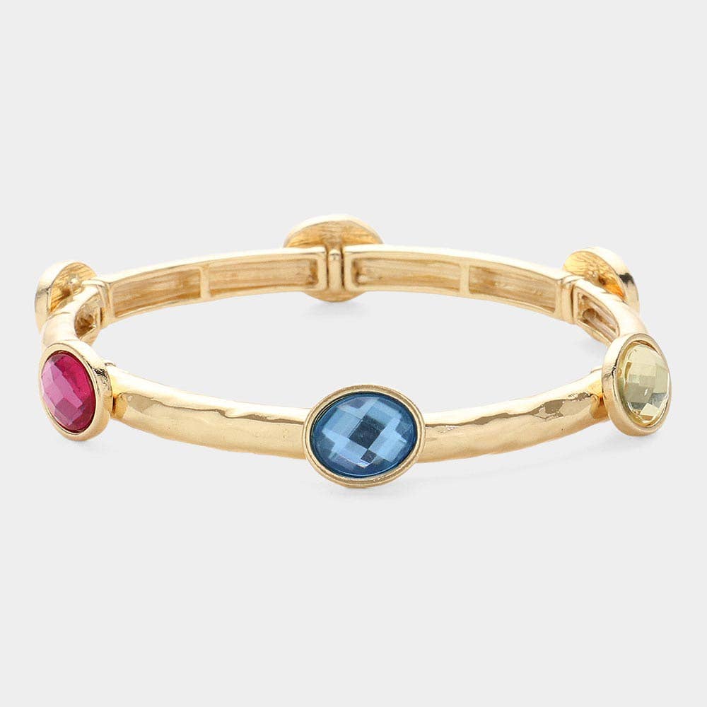 Oval Stone Cluster Pointed Stretch Bracelet
: CLEAR