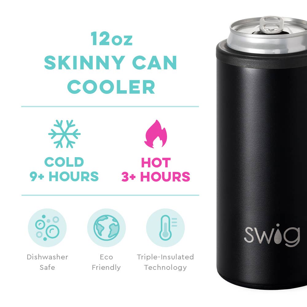 Swig - Black Skinny Can Cooler (12oz)