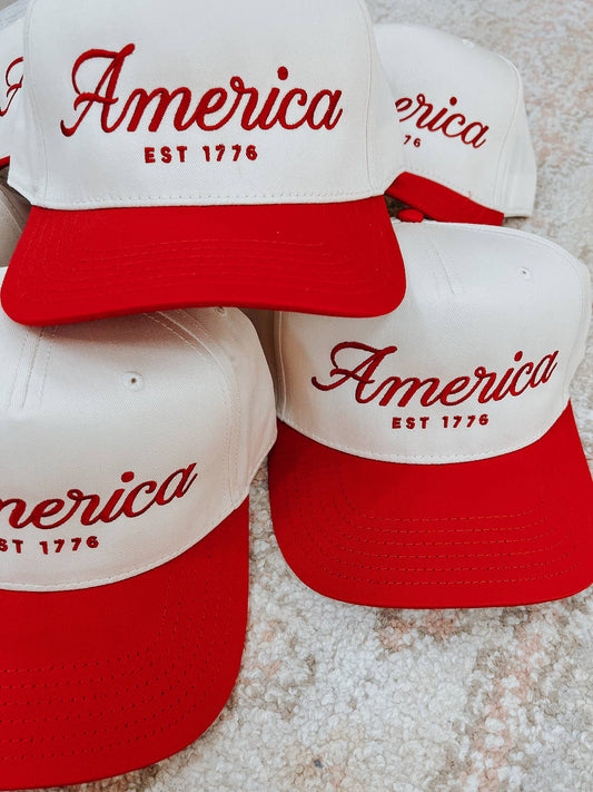 America Trucker Hat - Red *Memorial Day/4th of July/USA 250*