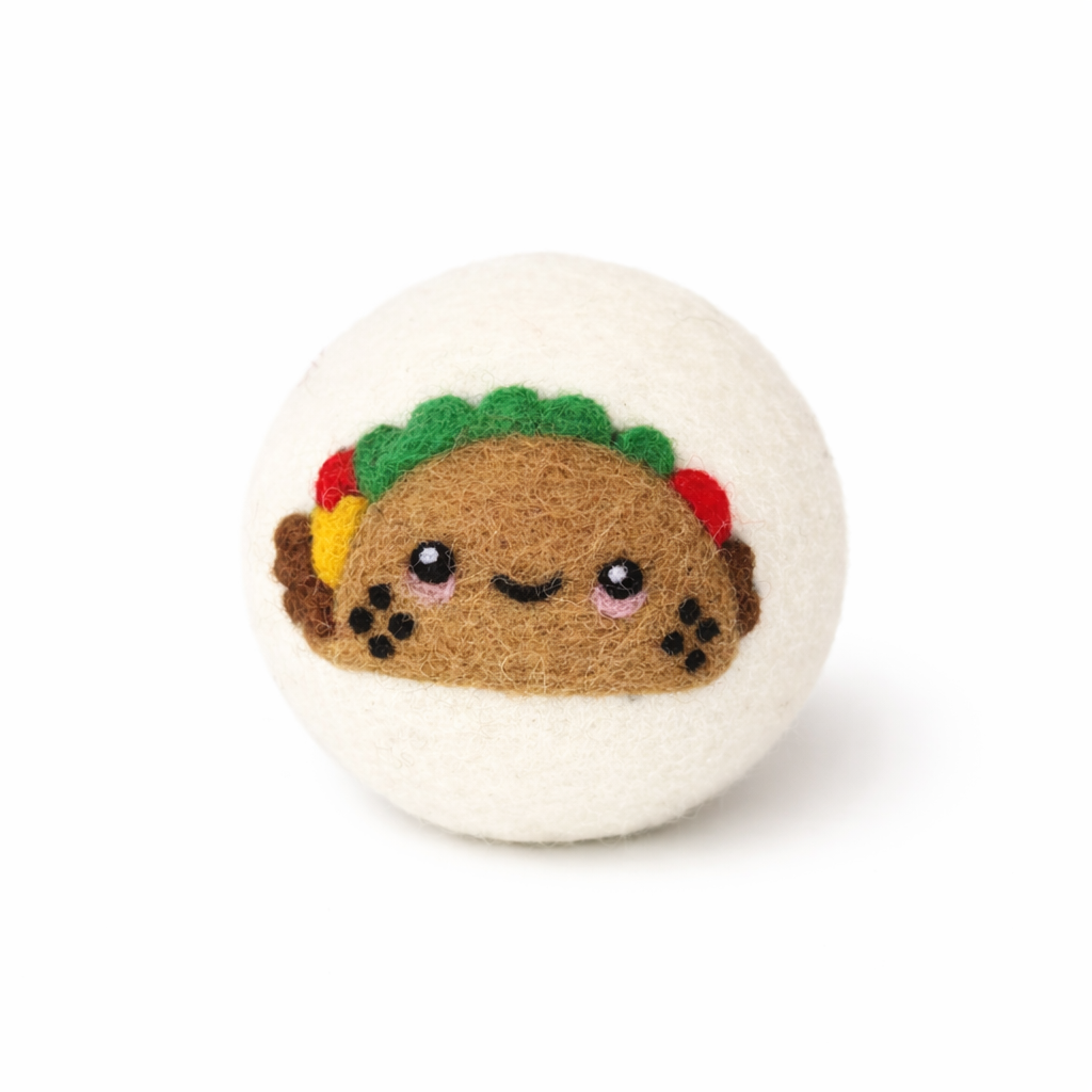 Avocado Cactus Flamingo Hedgehog Taco Eco Wool Dryer Balls : Hedgehog