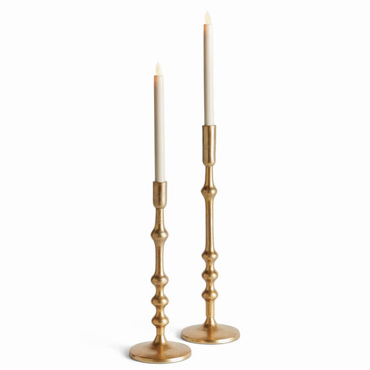 Nicholas Taper Holders, Set of 2 - Gold Cast Aluminum