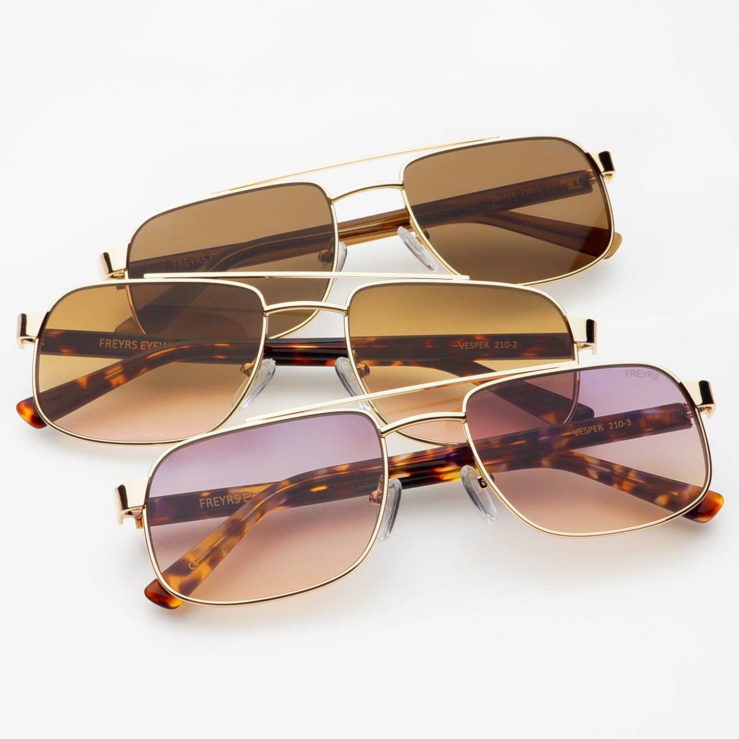 Freyrs Vesper Unisex Aviator Sunglasses : Gold / Solid Brown