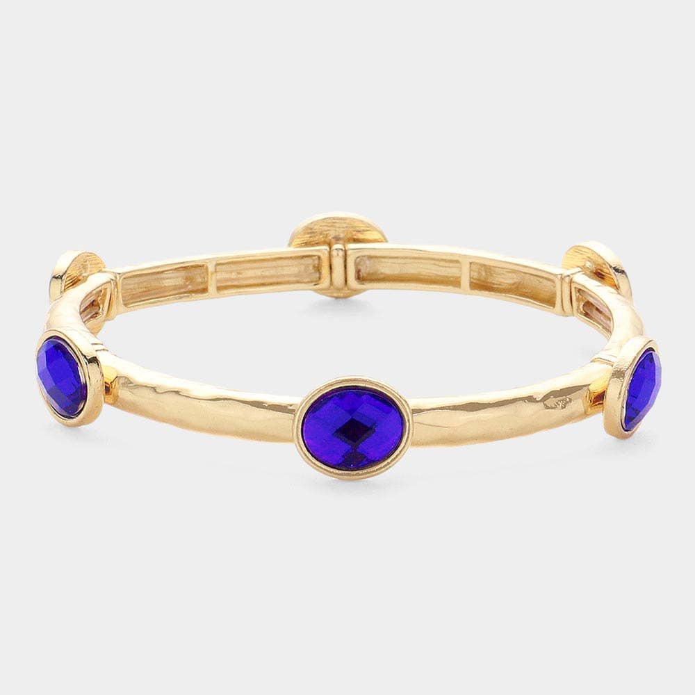 Oval Stone Cluster Pointed Stretch Bracelet
: CLEAR