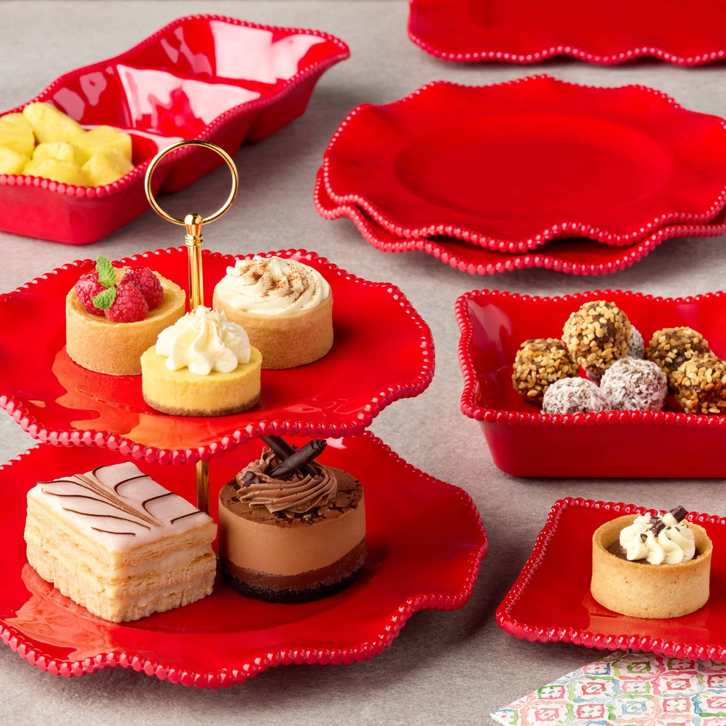 Perlette Red Melamine Deep Bowl