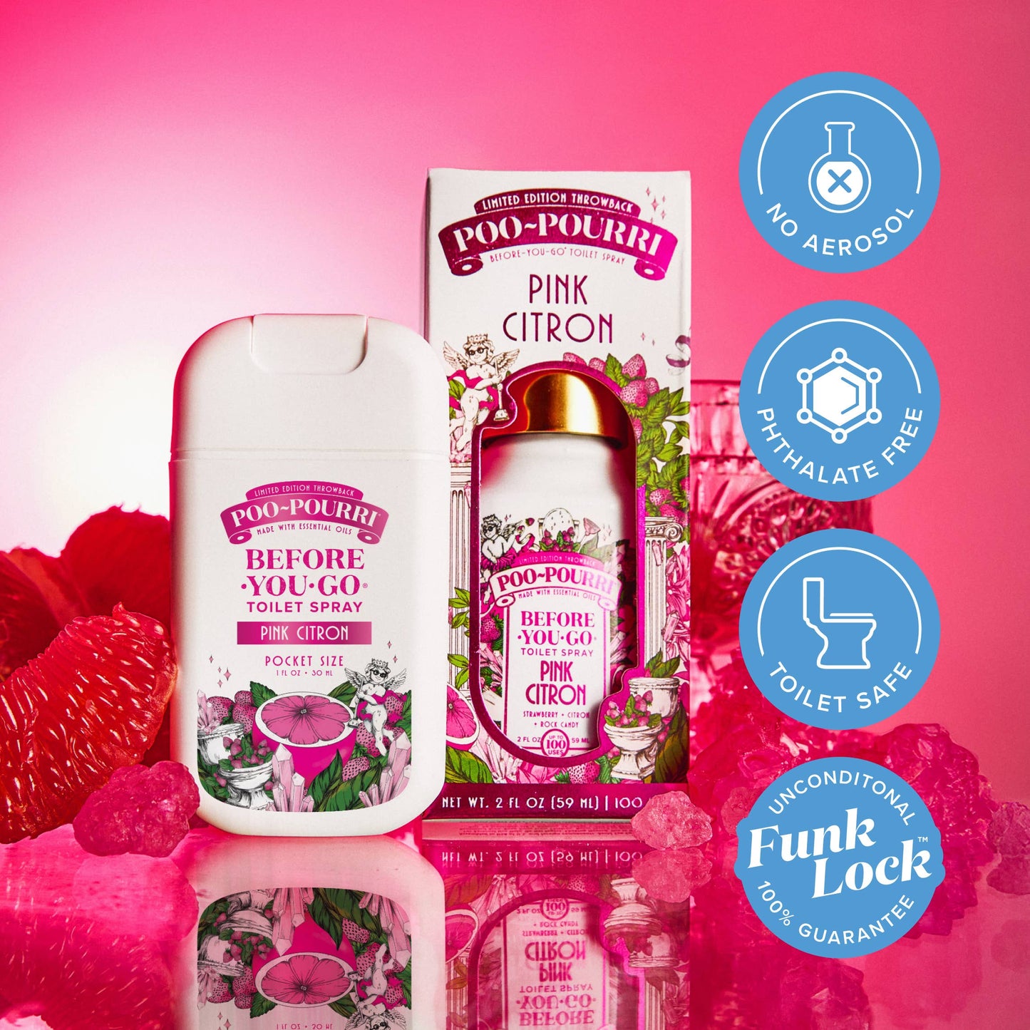 Poo~Pourri Pink Citron 1oz Pocket Sprayer, Pouched