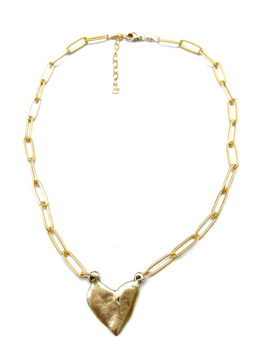 Abstract Gold Heart Pendant Necklace