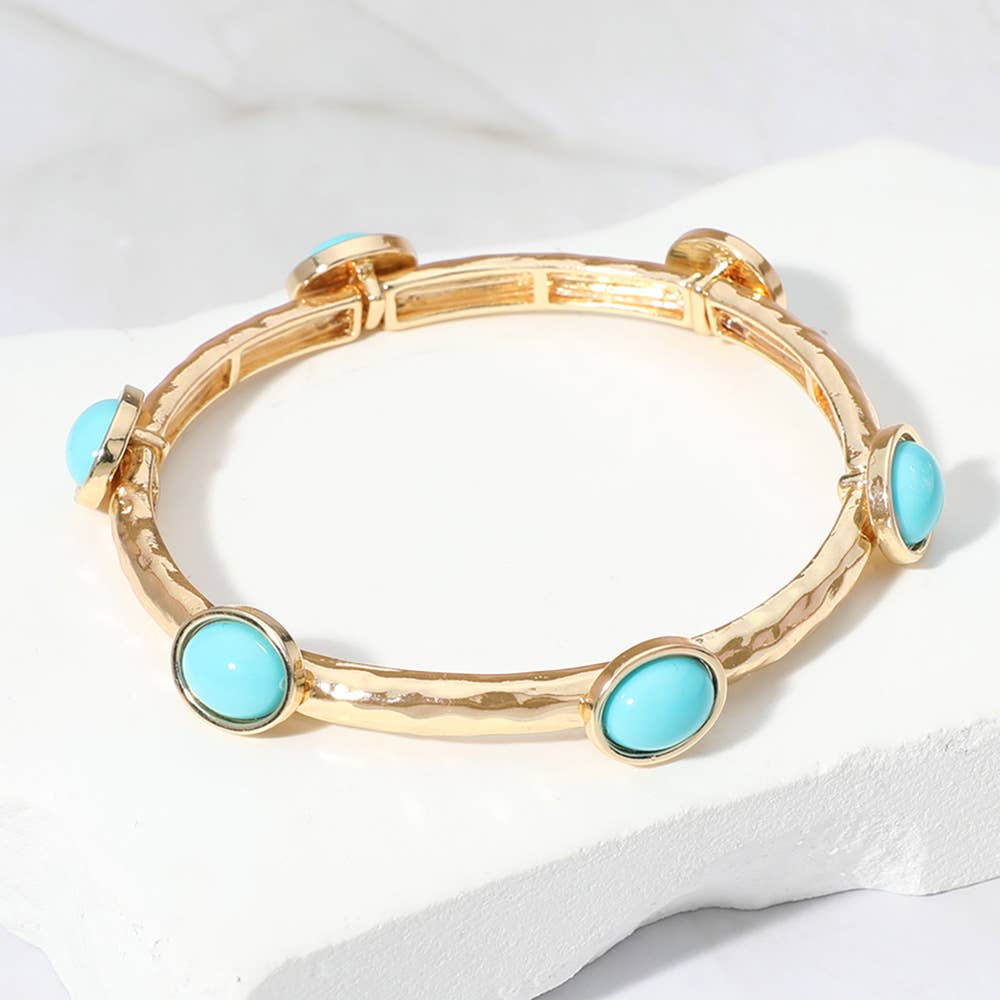 Oval Stone Cluster Pointed Stretch Bracelet
: CLEAR