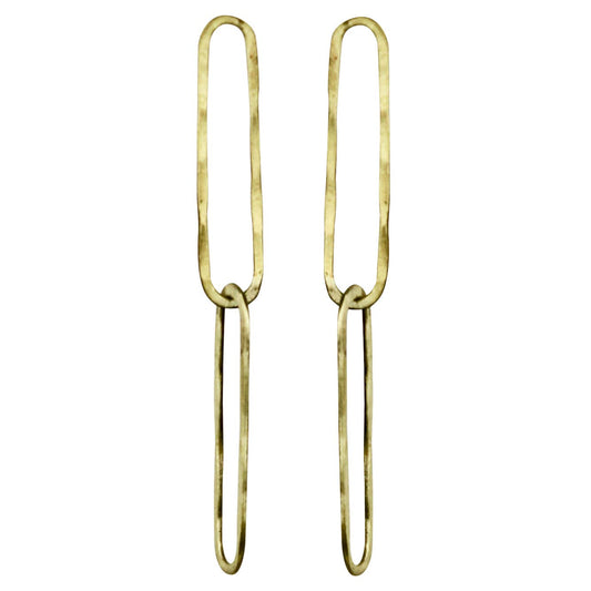 Cenote Chain Earring, Brass - Long Loops