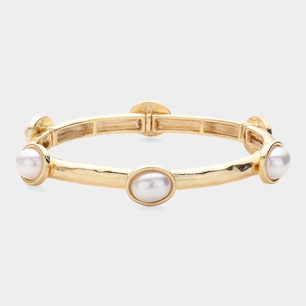 Oval Stone Cluster Pointed Stretch Bracelet
: CLEAR