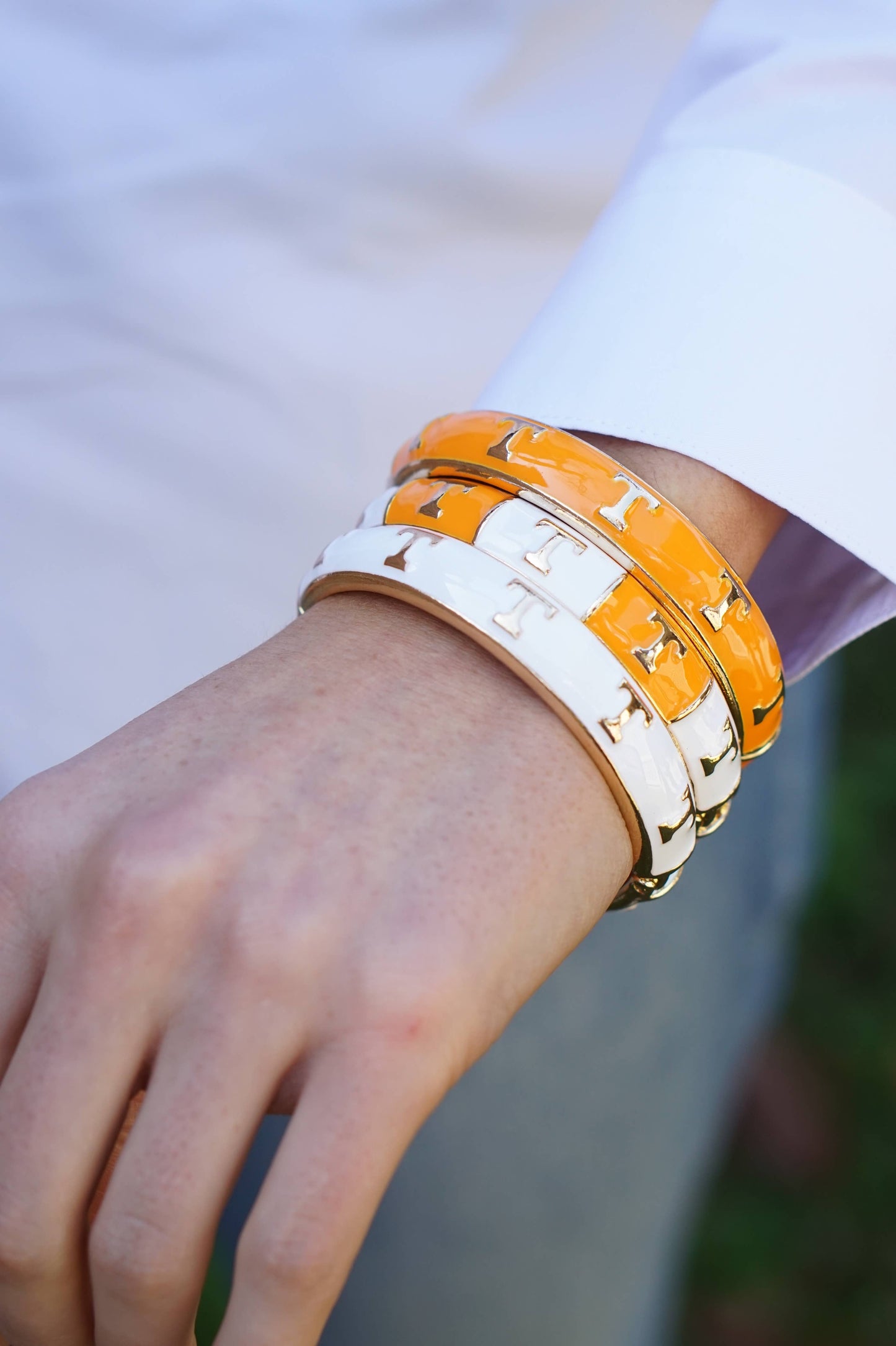 Tennessee Vols Sculpted Enamel Checkered Hinge Bangle: Orange