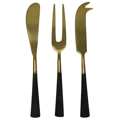 Marc Cheese Servers, Brass & Black Zinc - Set of 3