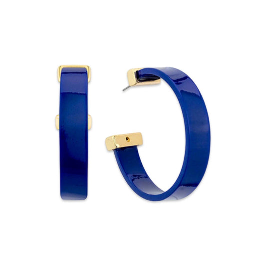 Royal Blue + Gold Acrylic Statement Hoop Earrings