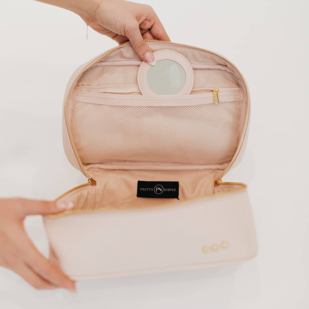 Madelyn Bow Makeup Bag: Cream