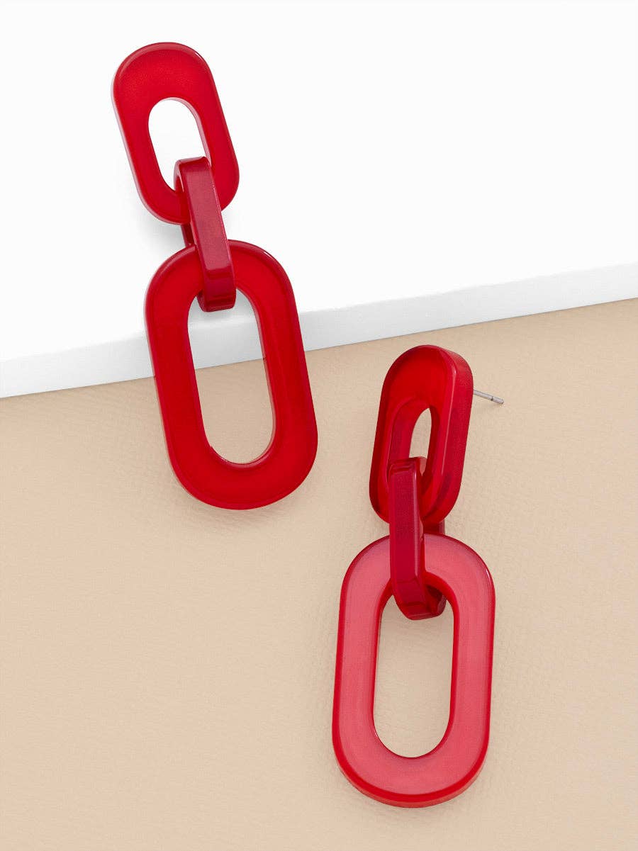 Resin Cable Chain Drop Earring: BLK