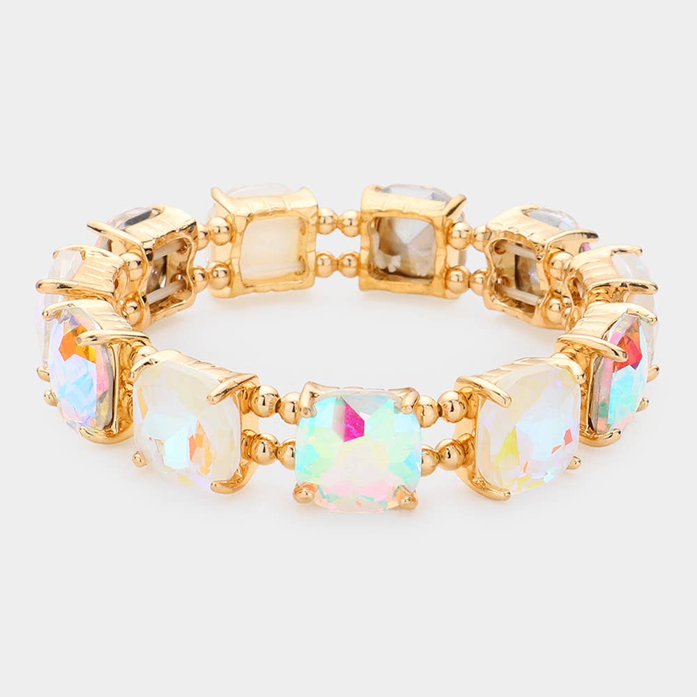 Cushion Square Stone Stretch Evening Bracelet: TP-AB
