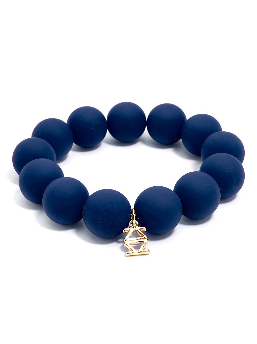 Chunky Matte Beaded Stretch Bracelet Jewelry: Navy