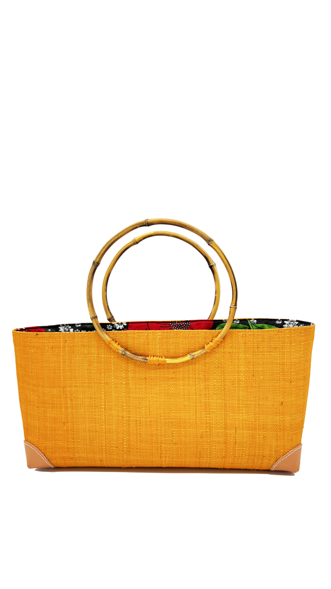 Bebe Straw Handbag with Bamboo Handles: Butter