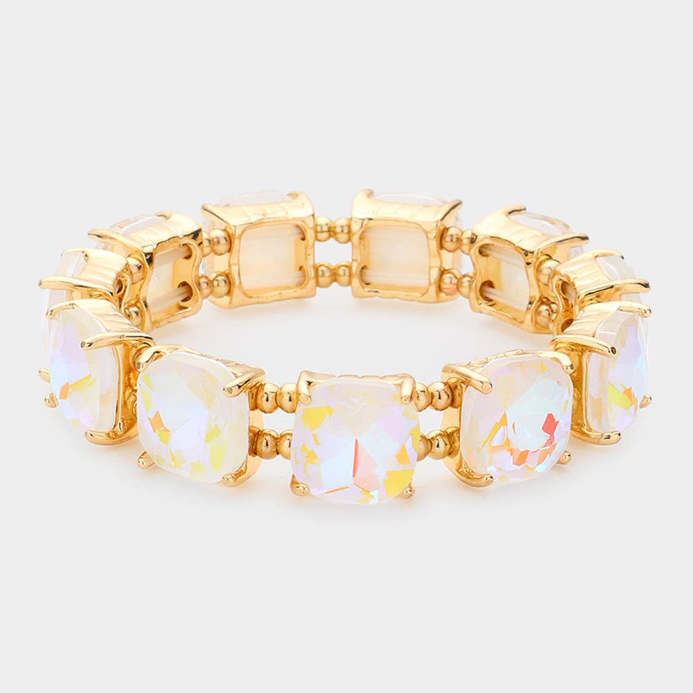 Cushion Square Stone Stretch Evening Bracelet: TP-AB