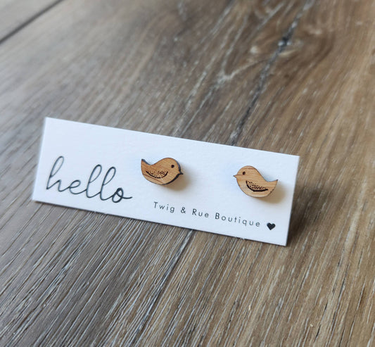 Animal Wood Earrings: Bird