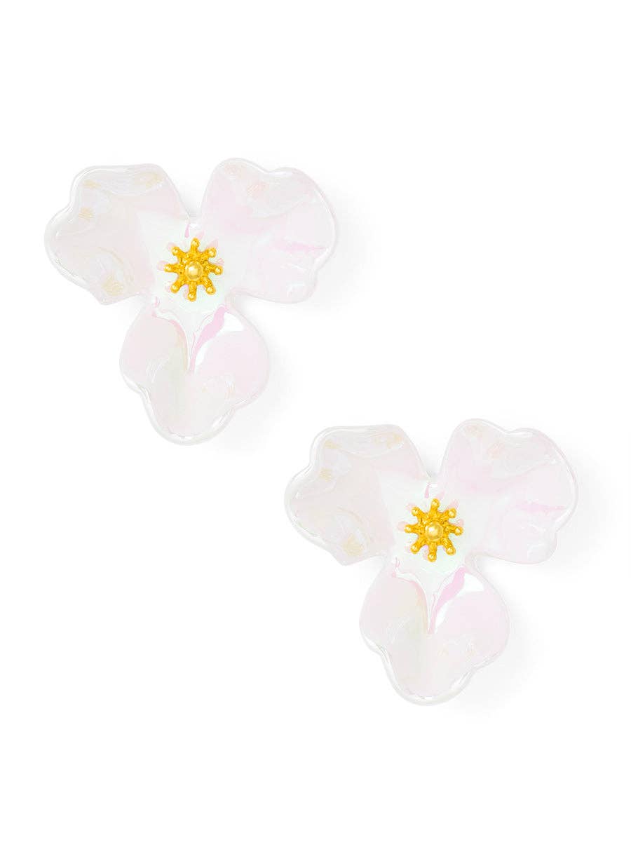 Iridescent Resin 3-Petal Stud Earring: H.PNK
