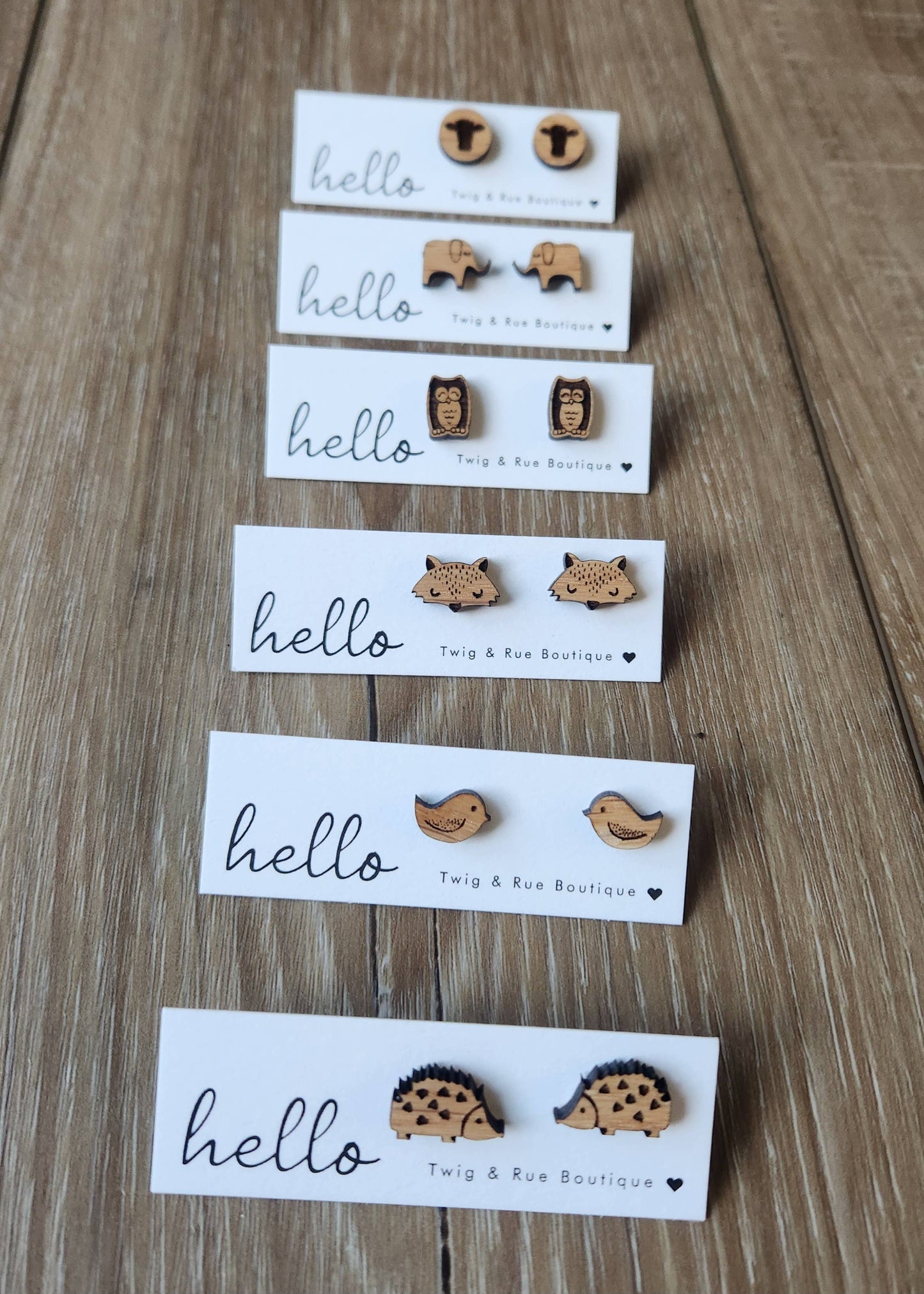 Animal Wood Earrings: Bird