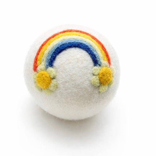 Earth • Sun • Rainbow: Eco Wool Dryer Balls Fair Trade: Rainbow with Flowers