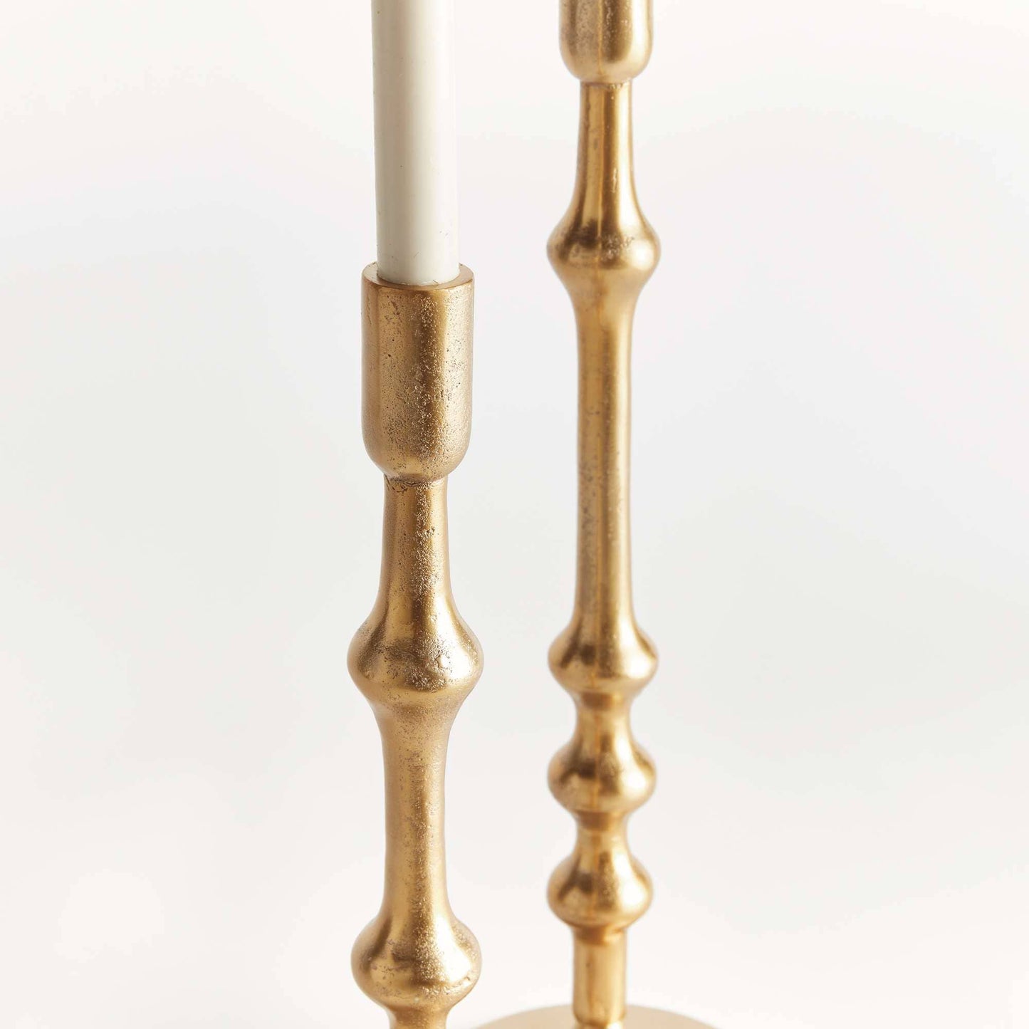 Nicholas Taper Holders, Set of 2 - Gold Cast Aluminum