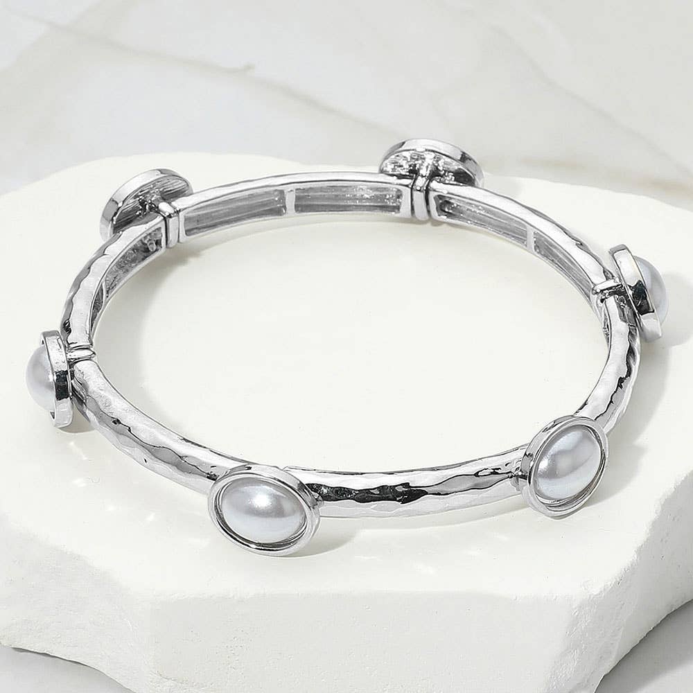 Oval Stone Cluster Pointed Stretch Bracelet
: CLEAR