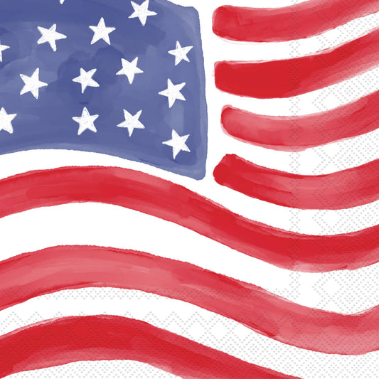 Paper Lunch Napkins 20 Ct Stars And Stripes Stamp