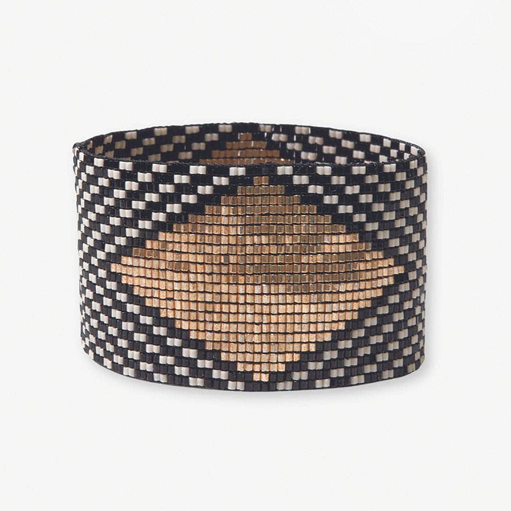 Ink+ Alloy Brooklyn Diamond Beaded Stretch Bracelet Black