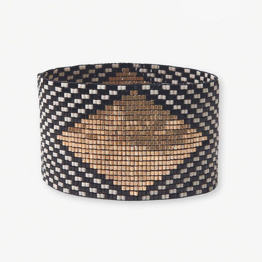 Ink+ Alloy Brooklyn Diamond Beaded Stretch Bracelet Black