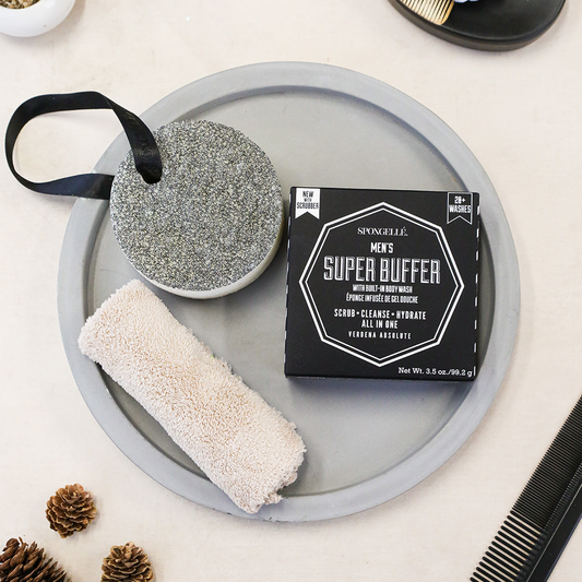 Spongelle 20+ Men's Super Buffer w/ Black Scrubber (Verbena Absolute): 3.5 oz