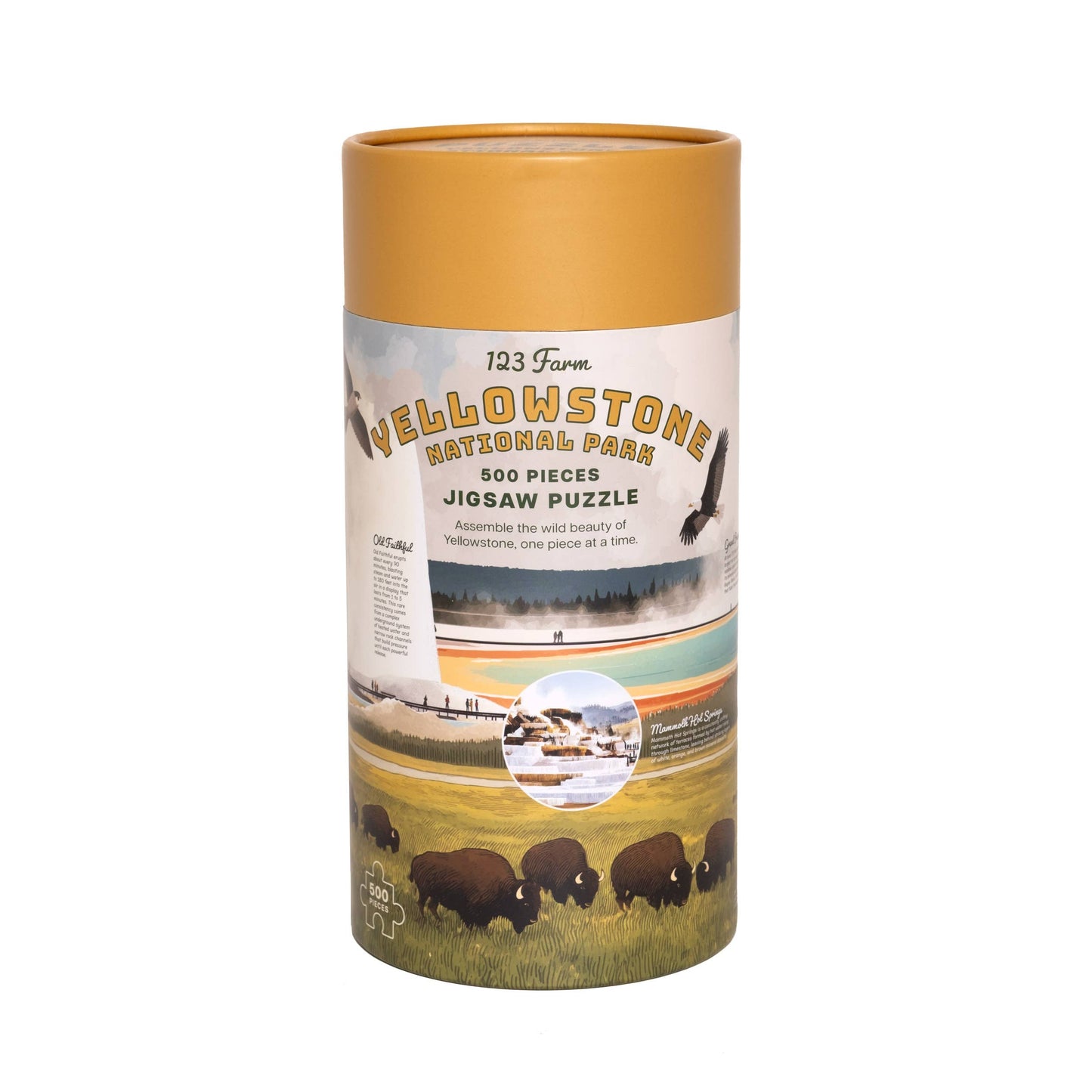 123 Farm - Yellowstone Puzzle – 500 Pc Tube with Vintage Illustrations