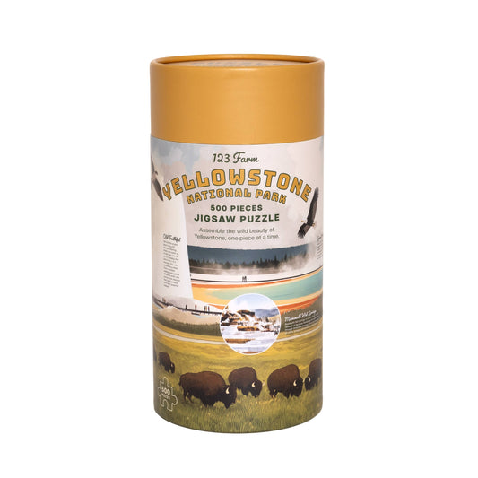 123 Farm - Yellowstone Puzzle – 500 Pc Tube with Vintage Illustrations