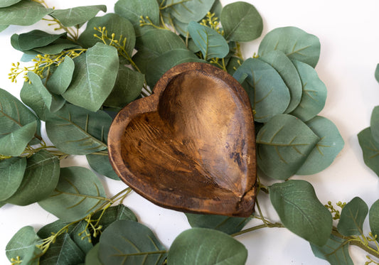 Sweet Heart Dough Bowl: 6.5x6x2.5 / Natural