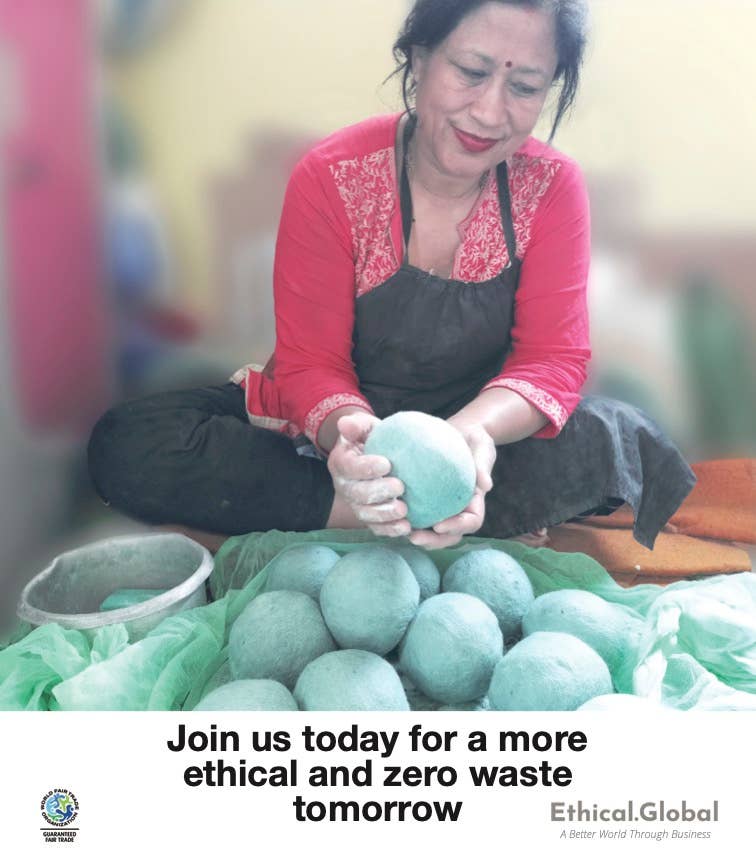 Bees: Eco Wool Dryer Balls Fair Trade: Happy Bee