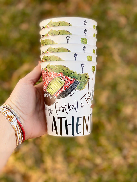 UGA-Athens Reusable Cups, tailgating, gameday gifts set of 4