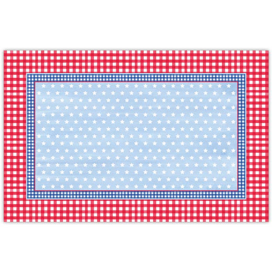 Gingham Borders Red and Blue with White Stars Placemats