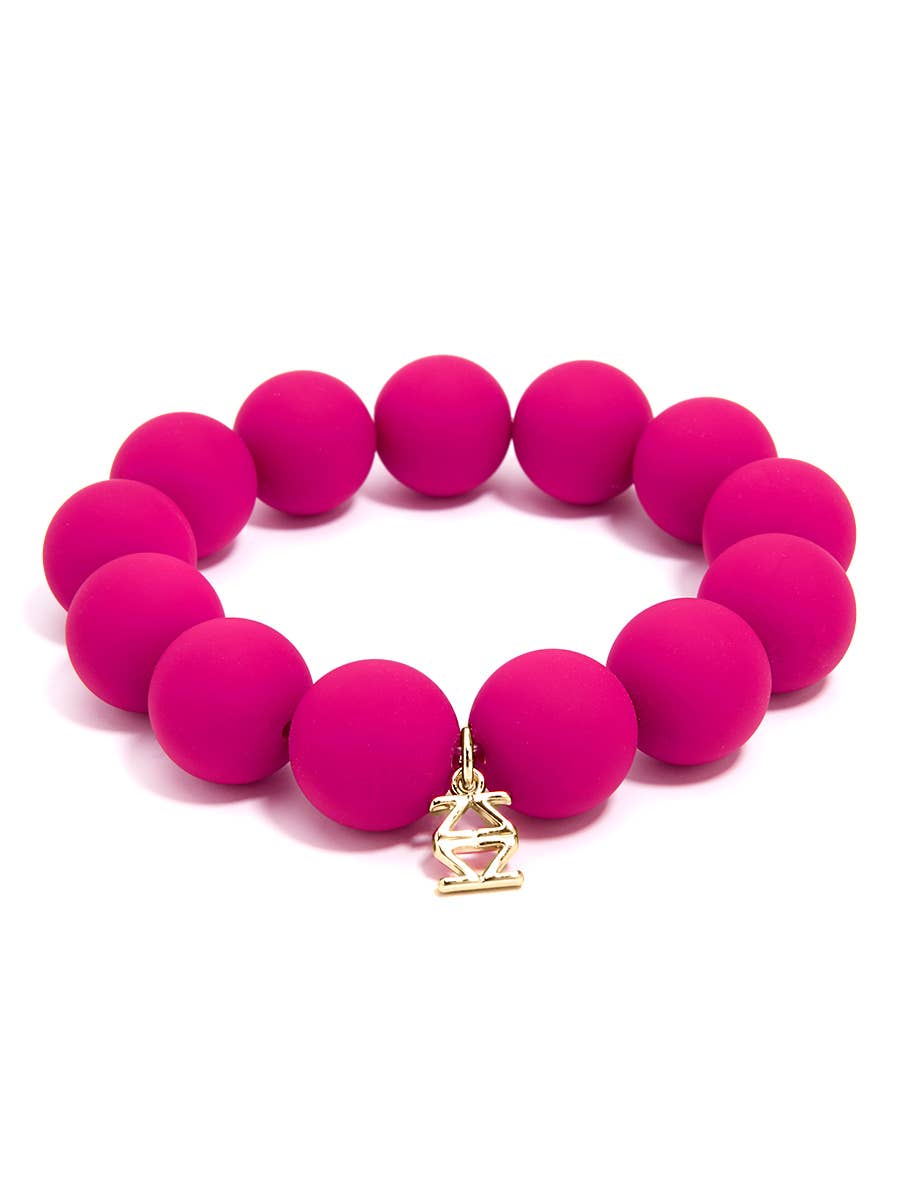Chunky Matte Beaded Stretch Bracelet Jewelry: Honey