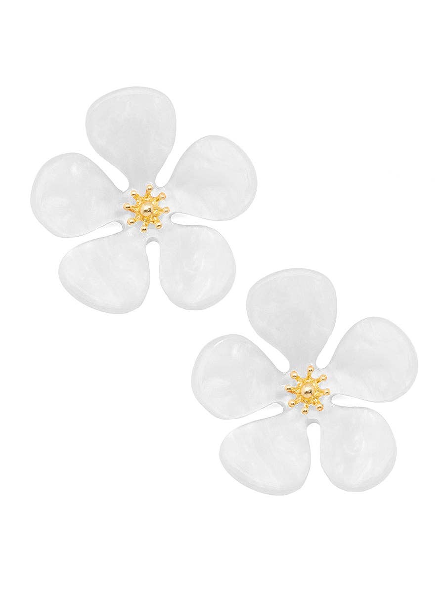 Glistening Resin Flower Stud Earring: LAV