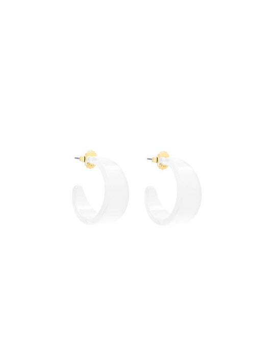 Small Chunky Resin Hoop Earring: WHT